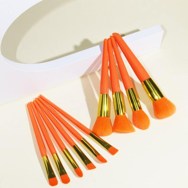 

10pcs Makeup Brush Set, Burnt orange
