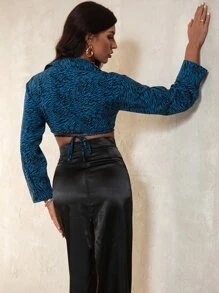 GENKIRA Blusa con estampado con cordón trasero - Multicolor - Ver 2