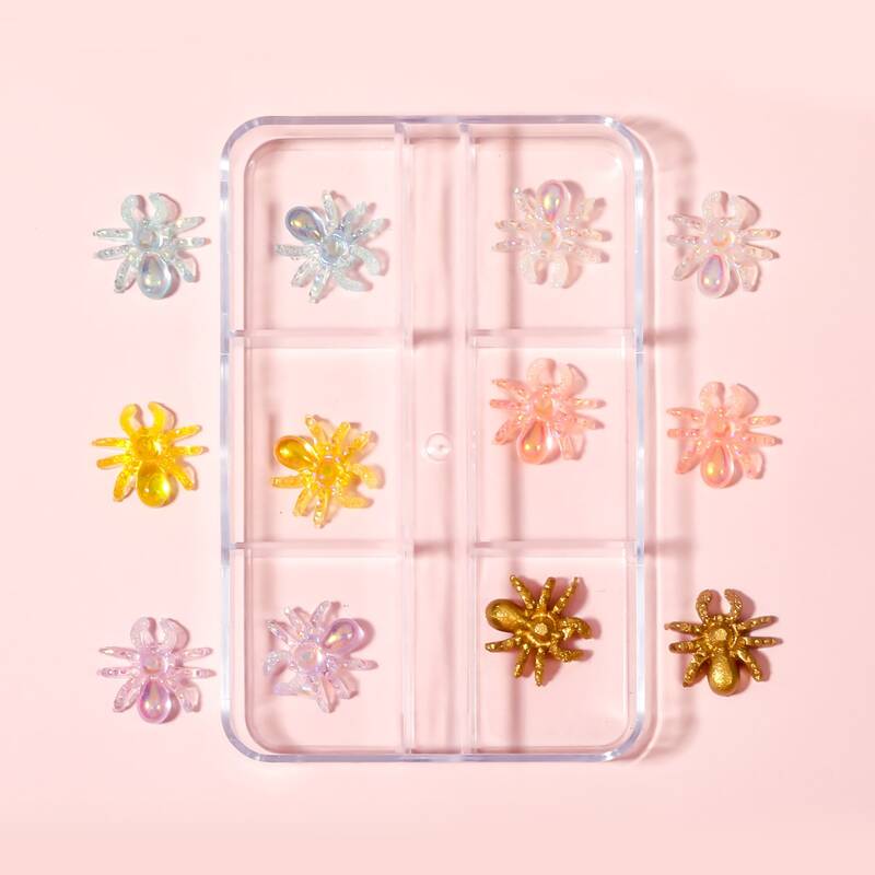 

1box Spider Shaped Nail Art Decoration, Pink
