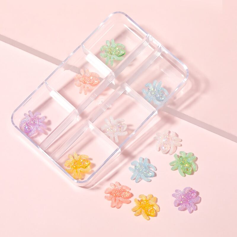 

1box Spider Shaped Nail Art Decoration, Pink