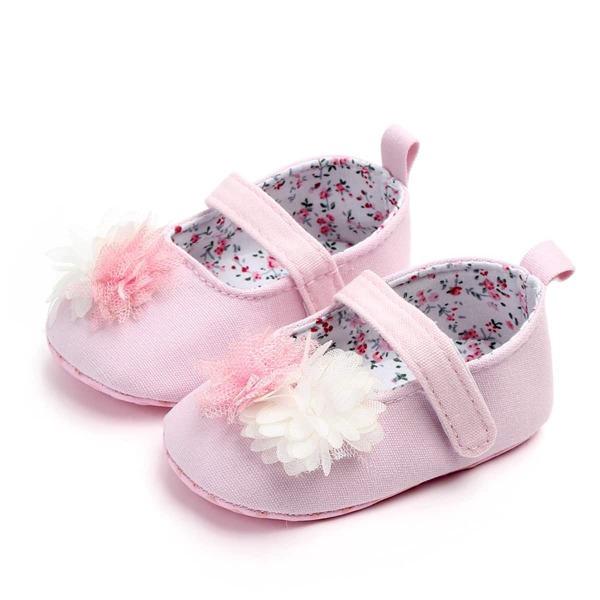 

Baby Floral Appliques Flats, Pink