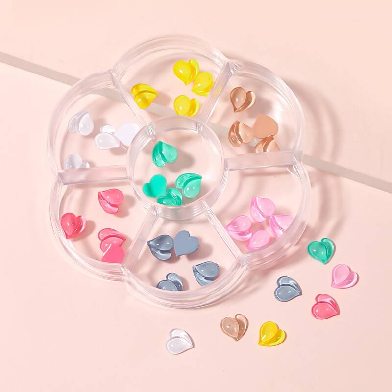 

1box Heart Shaped Nail Art Decoration, Pink