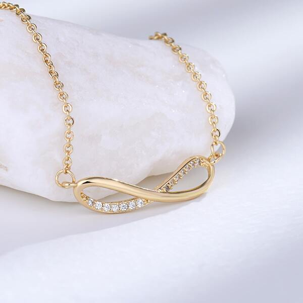 

18K Gold Plated Zircon Infinity Charm Necklace