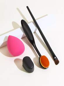 1支粉底刷、1支轮廓刷和1个化妆海绵，化妆刷套装，化妆刷套装，化妆刷组合，全套化妆工具，化妆刷套装，全套化妆工具，化妆刷套装，化妆刷礼盒套装 - 彩色 - 查看 1