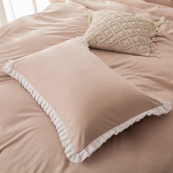 

1pair Plain Pillowcase Without Filler, Camel