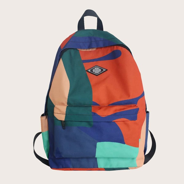 

Kids Colorblock Patch Decor Backpack, Multicolor