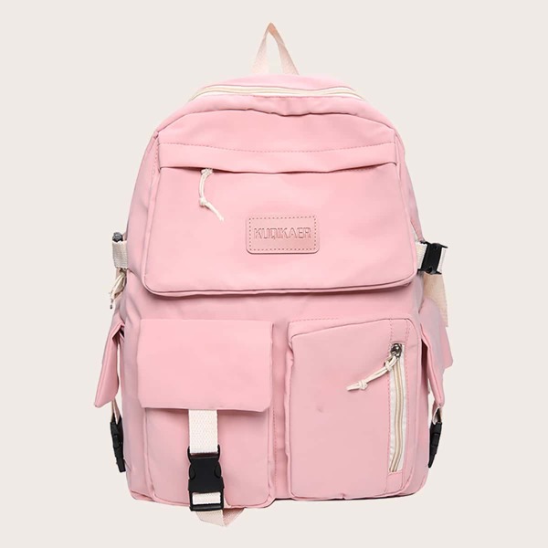 

Letter Patch School Bag, Pink