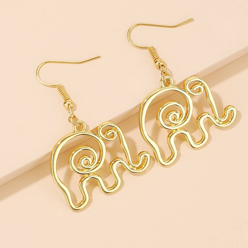 

Elephant Drop Earrings, Gold