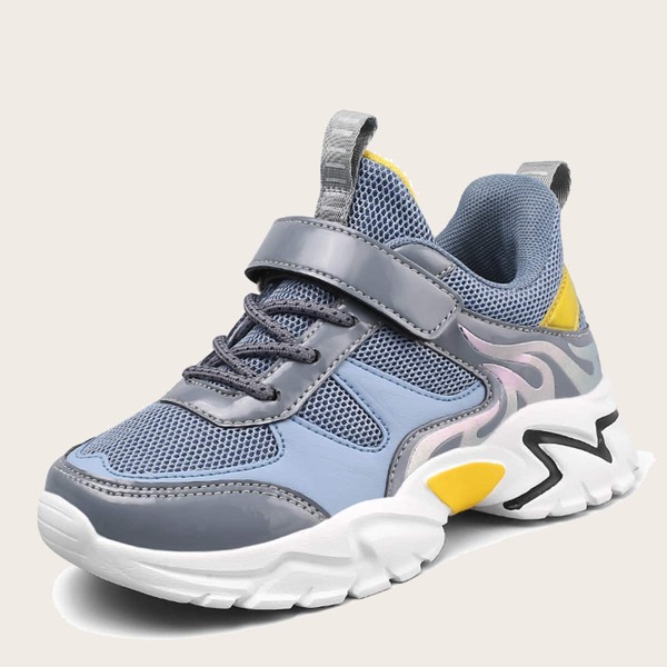 

Boys Fire Graphic Velcro Strap Sneakers, Grey