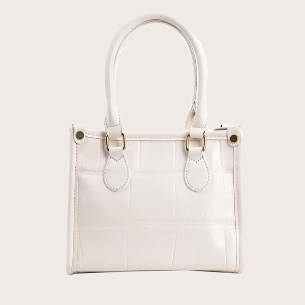 

Minimalist Stone Grain Satchel Bag, White