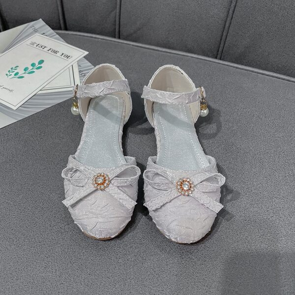 

Girls Bow & Rhinestone Decor Flats, Silver