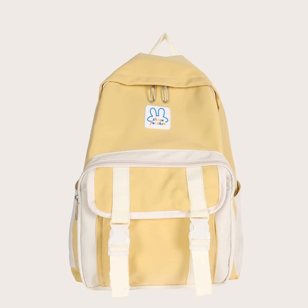 

Buckle Decor Functional Backpack, Yellow