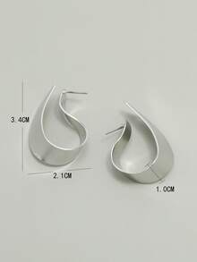 Simple Alloy Earrings - Silver - View 2