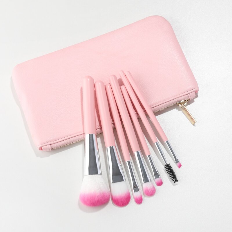 

7pcs Makeup Brush Set With Storage Bag, Pink