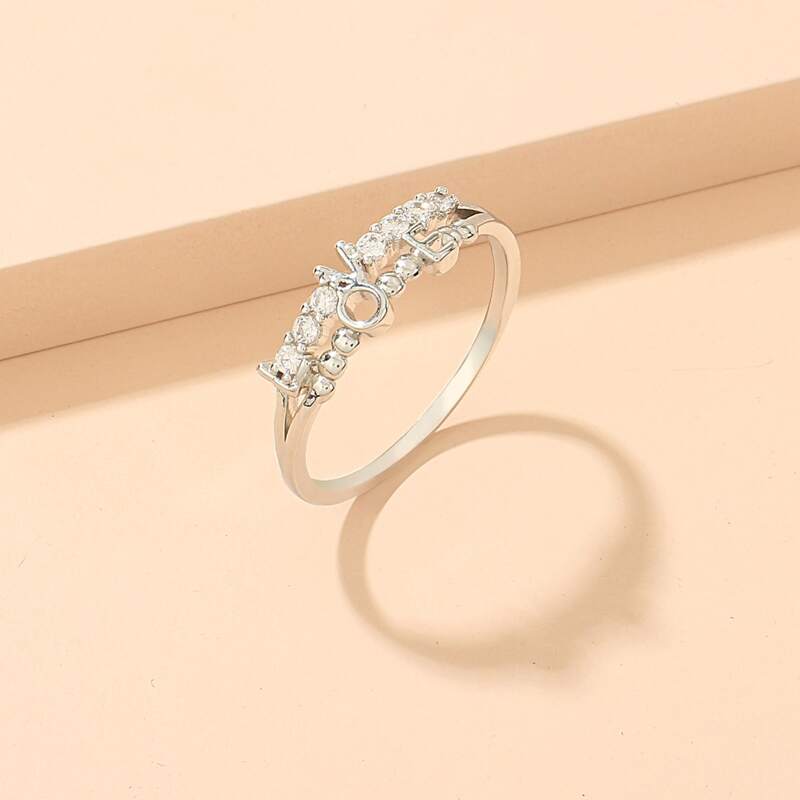 

Rhinestone Decor Ring, Silver