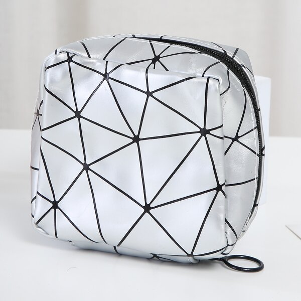 

Geometric Pattern Storage Bag, Silver