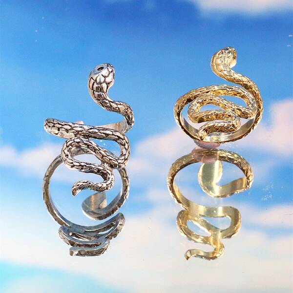 

2pcs Snake Design Ring, Multicolor