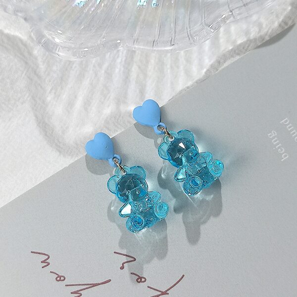 

Bear Design Drop Earrings, Baby blue