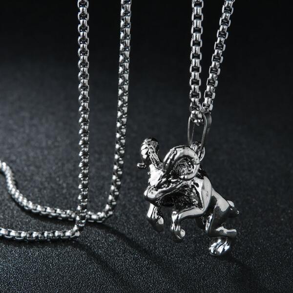 

Men Goat Charm Necklace, Antique silver