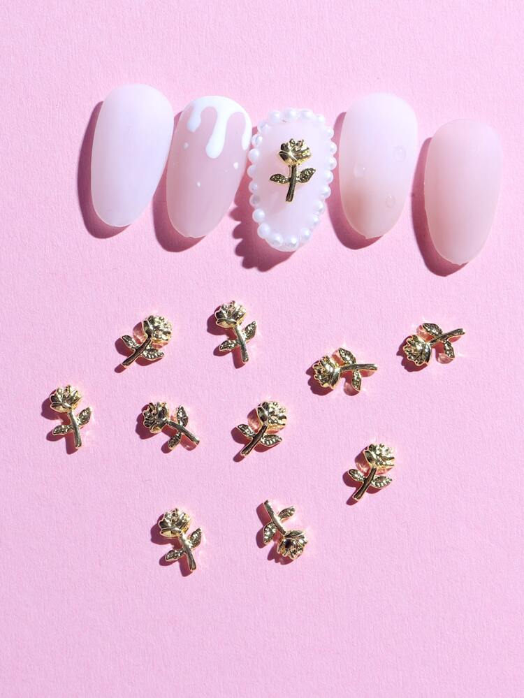 TSZS 10Pcs Rose Shaped Nail Art Decoration Diy Nail Charms Nail Gems Nail Supplies Nails
