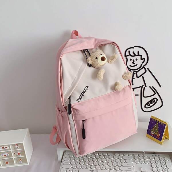 

Letter Graphic Cartoon Decor Functional Backpack, Multicolor