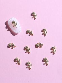 10Pcs Rose Shaped Nail Art Decoration Diy Nail Charms Nail Gems Nail Supplies Nails - Gold - View 3