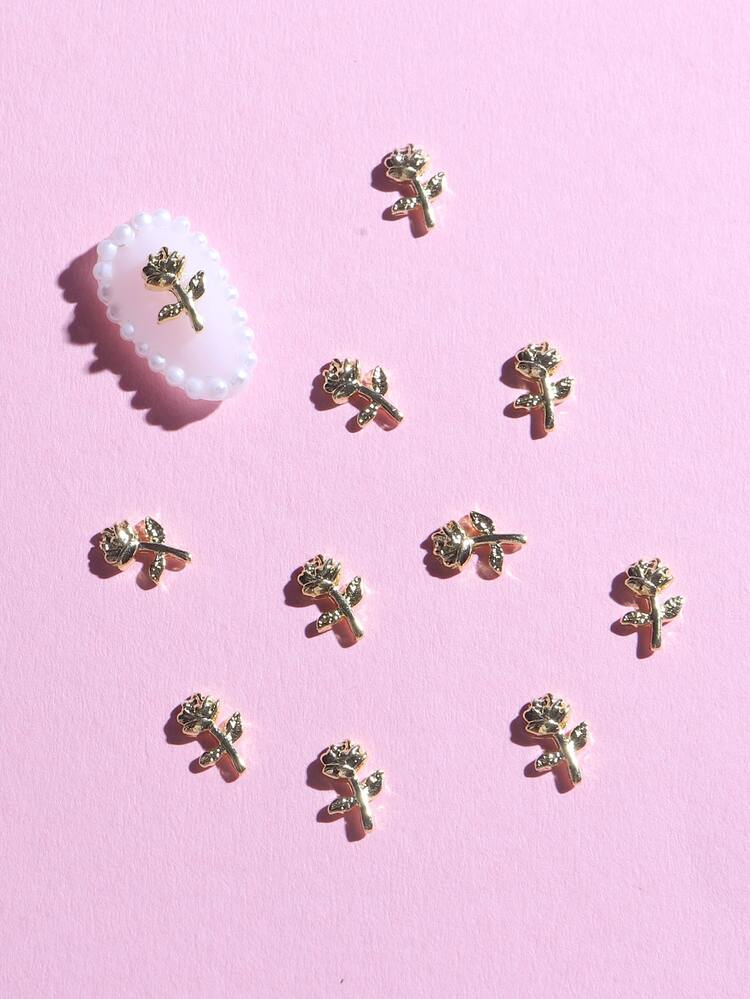 TSZS 10Pcs Rose Shaped Nail Art Decoration Diy Nail Charms Nail Gems Nail Supplies Nails