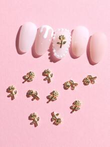 10Pcs Rose Shaped Nail Art Decoration Diy Nail Charms Nail Gems Nail Supplies Nails - Gold - View 5