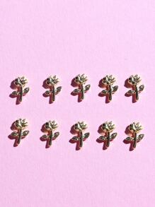 10Pcs Rose Shaped Nail Art Decoration Diy Nail Charms Nail Gems Nail Supplies Nails - Gold - View 6