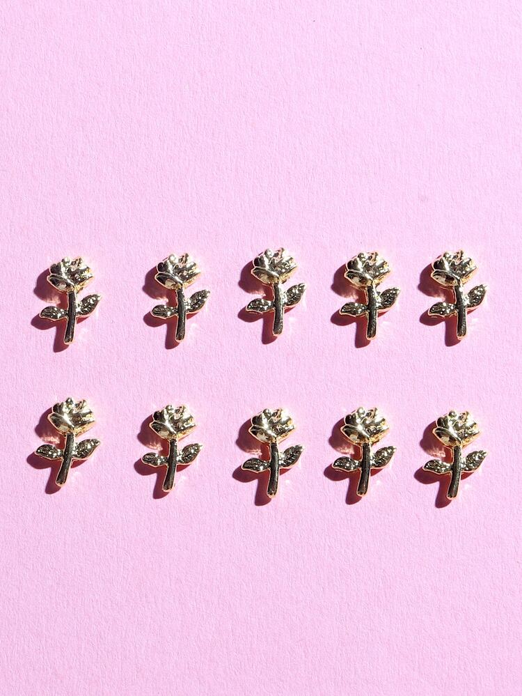 TSZS 10Pcs Rose Shaped Nail Art Decoration Diy Nail Charms Nail Gems Nail Supplies Nails