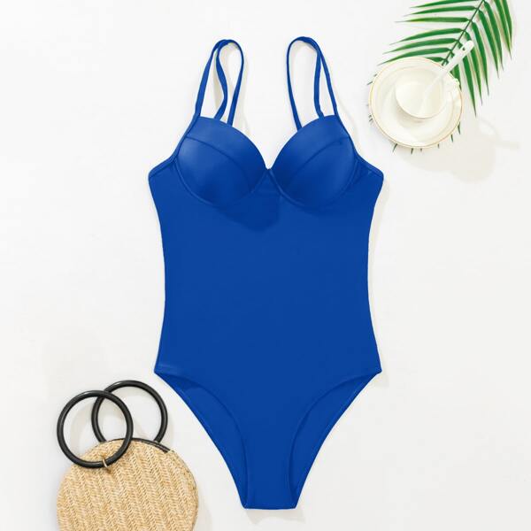 

Push Up One Piece Swimsuit, Royal blue