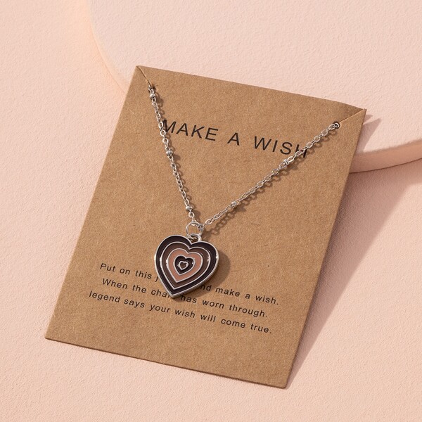 

Heart Charm Necklace, Silver