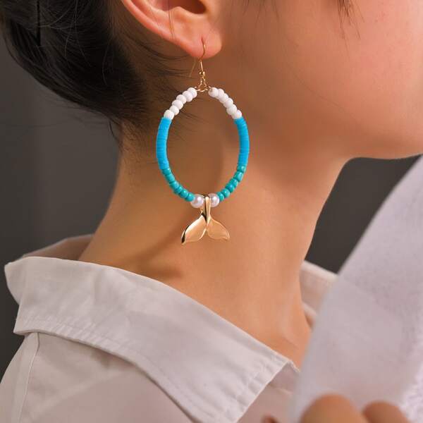 

Fish Tail Decor Beaded Drop Earrings, Multicolor