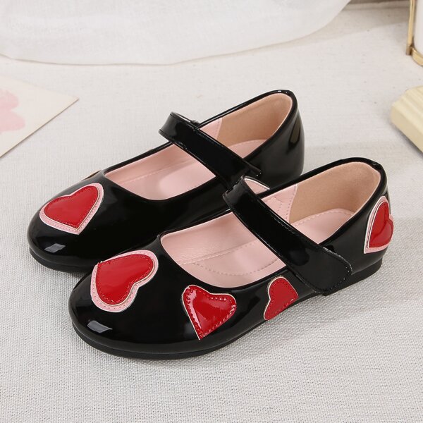 

Girls Heart Graphic Flats, Black