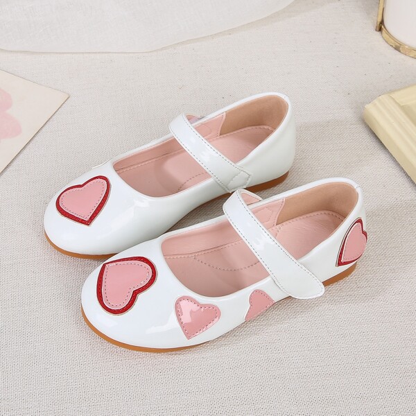 

Girls Heart Graphic Flats, White