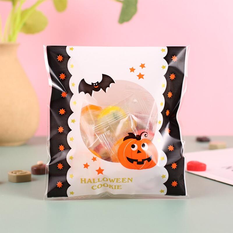 

100pcs Halloween Pattern Biscuit Bag, Multicolor
