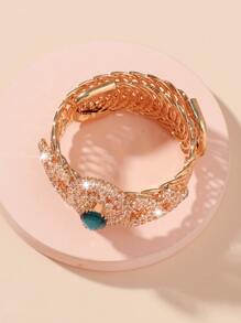 件精美方形彈簧手鐲，全裝飾水鑽，適合派對、婚禮 - 金黃色 - 查看 3