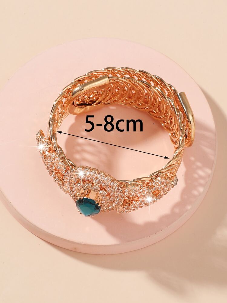 1 pieza exquisito brazalete de primavera de forma cuadrada completamente adornado con diamantes de imitación, para fiesta, boda - Amarillo Oro - Añade 4