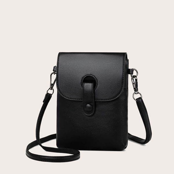 

Solid Flapper Crossbody Bag, Black