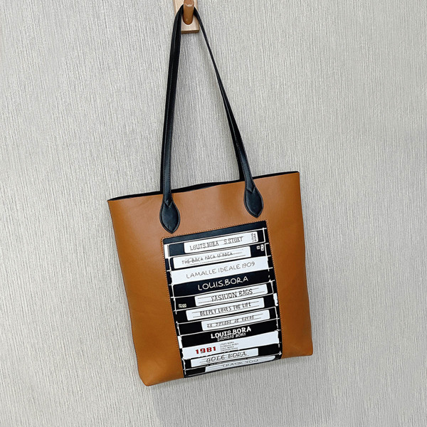 

Letter Graphic Shoulder Tote Bag, Brown