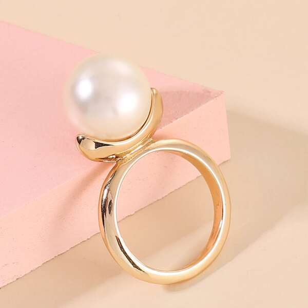 

Faux Pearl Decor Ring, Gold