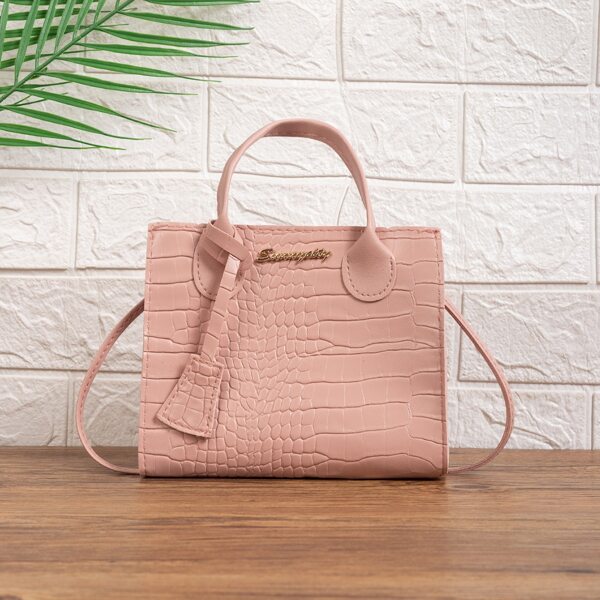 

Minimalist Croc Embossed Satchel Bag, Pink