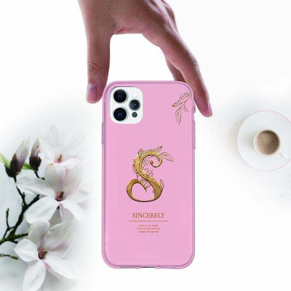

Letter Graphic Phone Case, Pink