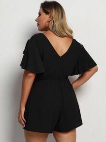 SHEIN LUNE Jumpsuits Plus Size Trọn gói màu trơn Giải trí - màu đen - Xem 2