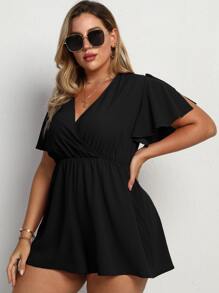 SHEIN LUNE Jumpsuits Plus Size Trọn gói màu trơn Giải trí - màu đen - Xem 4