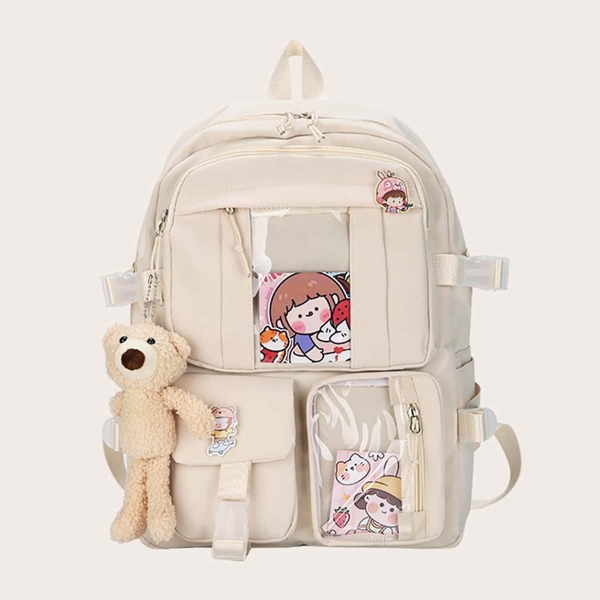 

Doll Decor Multi-Compartment Backpack, Beige