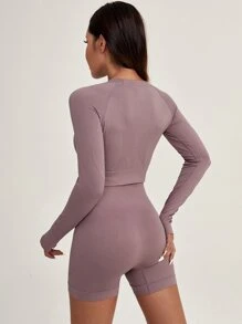 SHEIN Dewbera 快干无缝弹力拇指孔运动套装健身套装女士套装