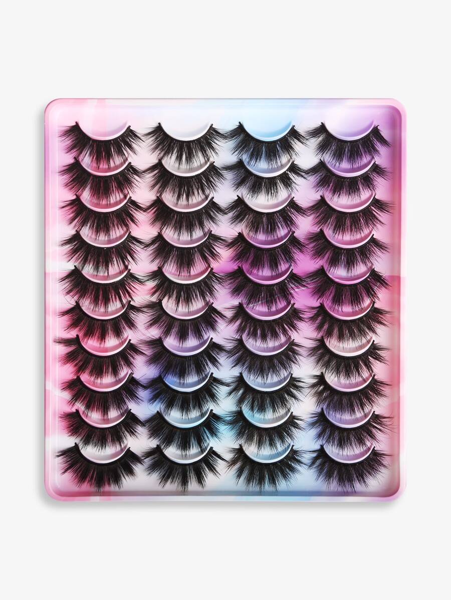 Lông mi manga, 20 cặp lông mi dày loại hỗn hợp - màu đen - Xem 1