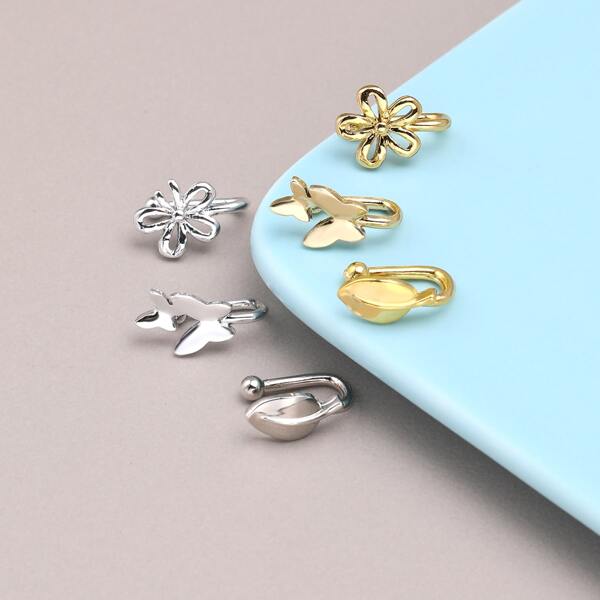 

6pcs Flower Decor Nose Ring, Multicolor