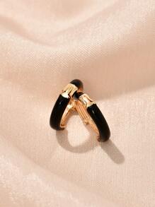 Minimalist Hoop Earrings - Black - View 2